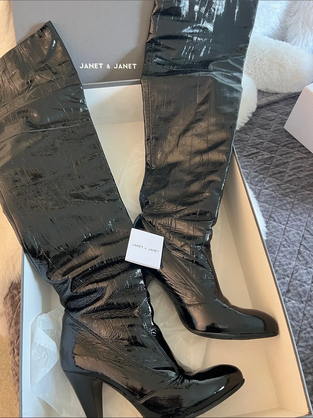 Janet & Janet. Patent Over the Knee-High Heeled Boots EU Women’s size 38.5